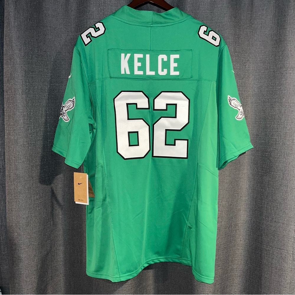 Jason Kelce #62 Jersey | Philadelphia Eagles | Kelly Green | Size: L